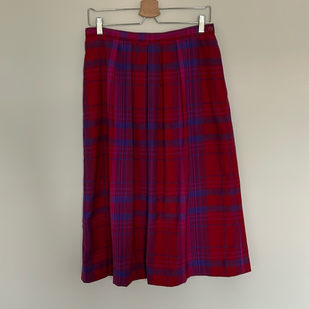 Pendleton Vibrant Red and Blue A-Line Skirt